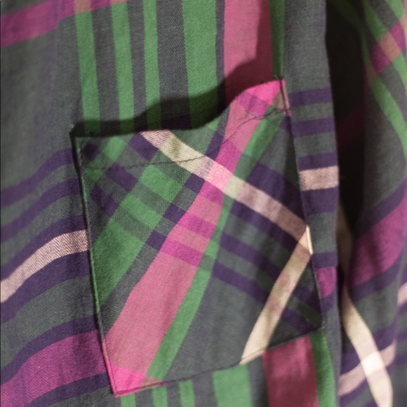 Ava & Viv Green/Purple Plaid Button-Up Top - Picture 4 of 8